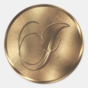 Monogram I Bronze Wedding Invitation Holiday Ronde Sticker