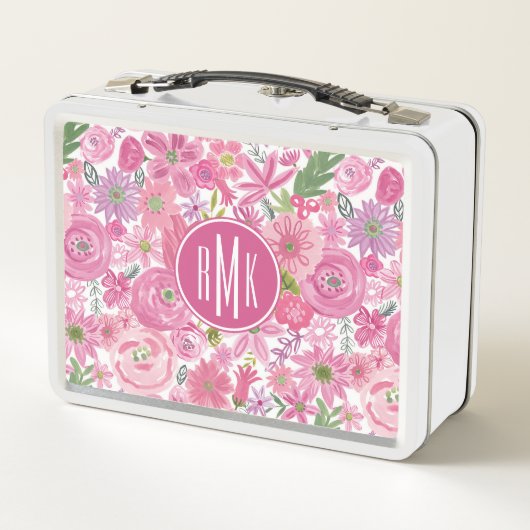 Monogram | I Do Pink Waterverf Floral Pattern (Achterkant)