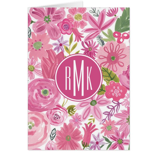 Monogram | I Do Pink Waterverf Floral Pattern (Voorkant)