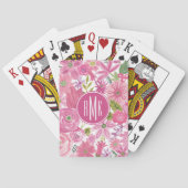 Monogram | I Do Pink Waterverf Floral Pattern Speelkaarten (Achterkant)
