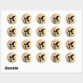 Monogram I Halloween Sky Witch Spiders Naam Ronde Sticker (Vel)
