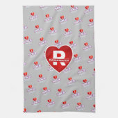 MONOGRAM I LOVE SOCA on GREY Theedoek (Verticaal)