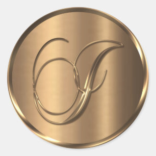 Monogram I NONMETALLIC Bronze Envelope Seal Ronde Sticker