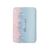 Monogram Ice Blue Metallic Pink Glitter Driving Badmat (Voorkant Verticaal)