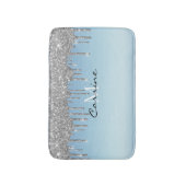 Monogram Ice Blue Metallic Silver Glitter Driving Badmat (Voorkant Verticaal)
