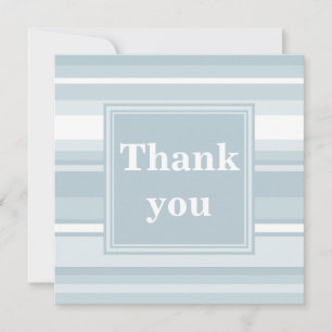 Monogram ijsblauwe strepen bedankkaart