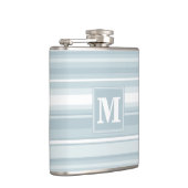 Monogram ijsblauwe strepen heupfles (Rechts)