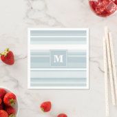 Monogram ijsblauwe strepen servetten (Insitu)