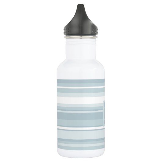 Monogram ijsblauwe strepen waterfles  (Links)