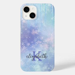 Monogram Ijspegels Sneeuwvlokken Blauw Paars Trend Case-Mate iPhone 14 Hoesje