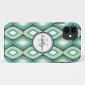Monogram Ikat Diamonds Blauwgroen Mint Case-Mate iPhone Case (Achterkant (horizontaal))