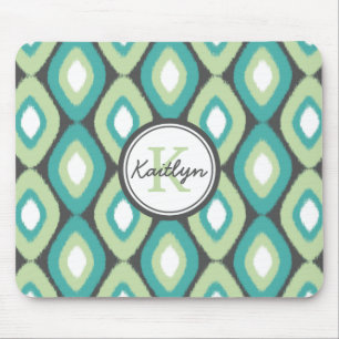 Monogram Ikat Diamonds Blauwgroen Mint Muismat