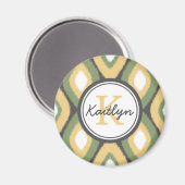 Monogram Ikat Diamonds Pattern Sage Yellow Magneet (Voorkant / Achterkant)