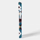 Monogram Ikat Patroon Blauw en Bruin Case-Mate iPhone Case (Achterkant / Links)