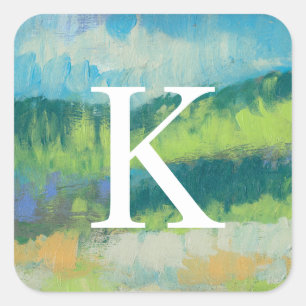 Monogram Impasto-gebied II Vierkante Sticker