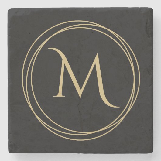 Monogram in Circles Home Decor Stenen Onderzetter (Voorkant)