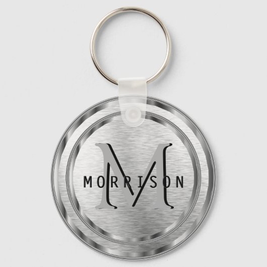 Monogram in een Zilverpenseel Sleutelhanger van de (Voorkant)