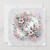 Monogram in elegante bruiloft bloemenkrans kaart (Voorkant)
