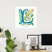 Monogram in Floral Design Poster (Thuiskantoor)