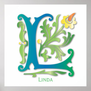 Monogram in Floral Design Poster