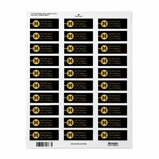 Monogram in goud en zwart etiket (Full Sheet)