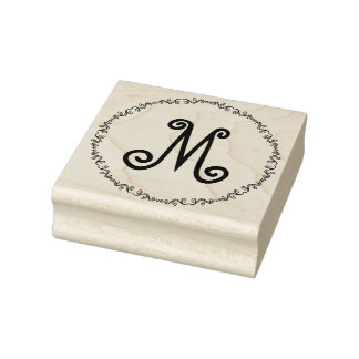 Monogram in grillige Doodle Border Art Stamp Rubberstempel