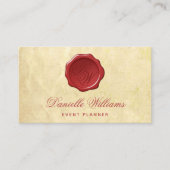 Monogram in Red Wax Seal op oud papierperkament Visitekaartje (Voorkant)