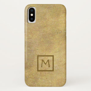 Monogram in Vierkant Faux Metaal Messing Eenvoudig iPhone X Hoesje