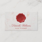 Monogram in Wax Seal op White Marble Red Script Visitekaartje (Voorkant)