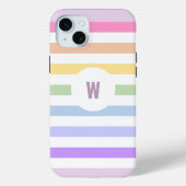 Monogram in witte cirkel pasta regenboogstrips Case-Mate iPhone case (Achterkant)