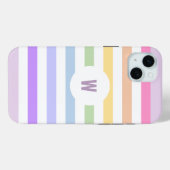 Monogram in witte cirkel pasta regenboogstrips Case-Mate iPhone case (Achterkant (horizontaal))