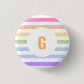 Monogram in witte cirkel pasta regenboogstrips ronde button 3,2 cm (Voorkant)