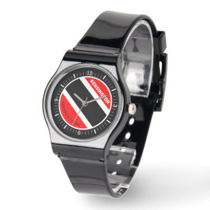 Monogram in witte tekst Trinidad en Tobago Horloge