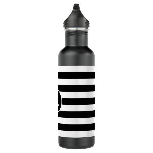 Monogram in zwart-wit, streped waterfles  (Rechts)
