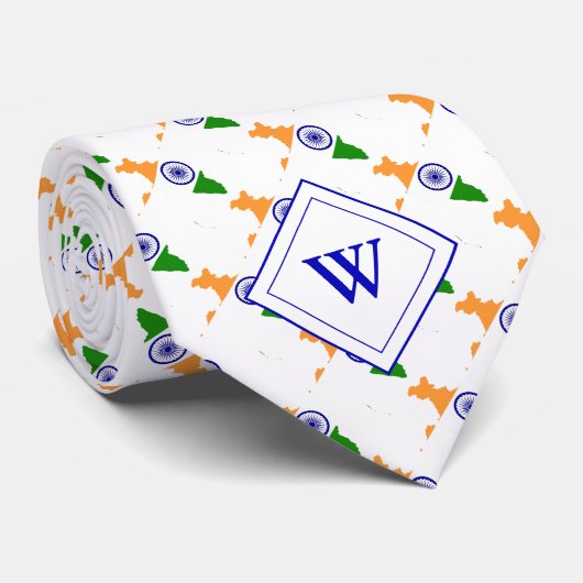 Monogram INDIASE VLAG van India Stropdas (Opgerold)