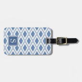 Monogram Indigo Blue Diamond Pattern Bagagelabel (Voorkant horizontaal)