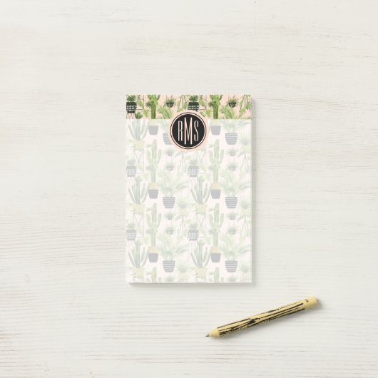Monogram | Indoor Oasis | Plant Lineup Patroon Post-it® Notes (Op bureau)