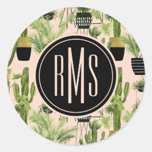 Monogram   Indoor Oasis   Plant Lineup Patroon Ronde Sticker