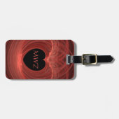 Monogram Ingedraaid Rode Kunstwerk van het Hart Bagagelabel (Voorkant horizontaal)