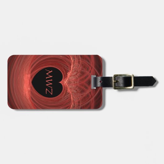 Monogram Ingedraaid Rode Kunstwerk van het Hart Bagagelabel (Voorkant horizontaal)