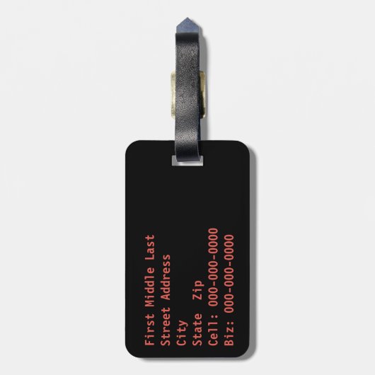 Monogram Ingedraaid Rode Kunstwerk van het Hart Bagagelabel (Achterkant verticaal)