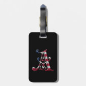 Monogram Initiaal A Amerikaanse vlagkleuren Vereni Bagagelabel (Achterkant verticaal)