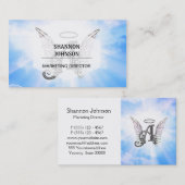 Monogram Initiaal A, Angel Wings & Halo met Clouds Visitekaartje (Voorkant / Achterkant)