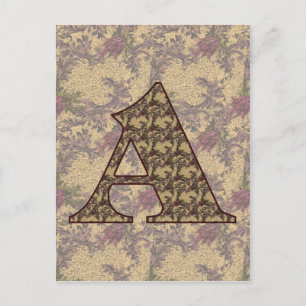 Monogram Initiaal A Elegante Vintage Bloem  Briefkaart