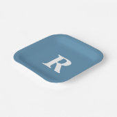 Monogram Initiaal Aangepaste kleuren Stustblauw Wi Papieren Bordje (Gebogen)