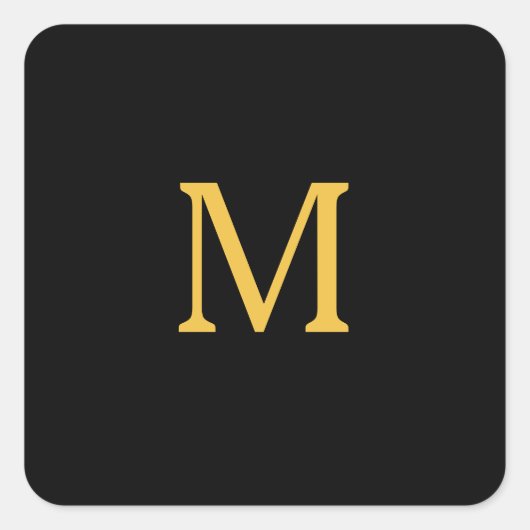 Monogram Initiaal Aangepaste naam Gold Black Trend Vierkante Sticker (Voorkant)