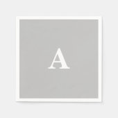 Monogram Initiaal Aangepaste naam Gray Gray White  Servet (Voorkant)