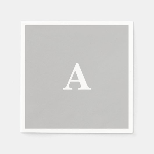 Monogram Initiaal Aangepaste naam Gray Gray White  Servet (Voorkant)