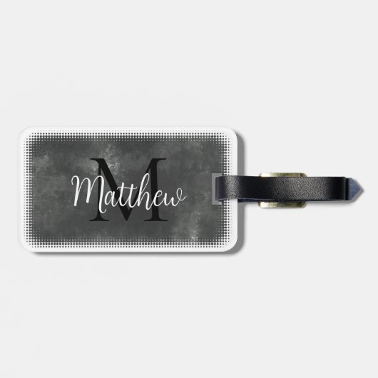 Monogram Initiaal Aangepaste naam Grijs Waterverf Bagagelabel (Achterkant horizontaal)