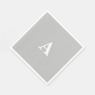 Monogram Initiaal Aangepaste Naam Grijs Wit Cute Servet